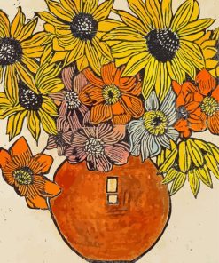 Margaret Preston Dahlia And Sunflower paint by number