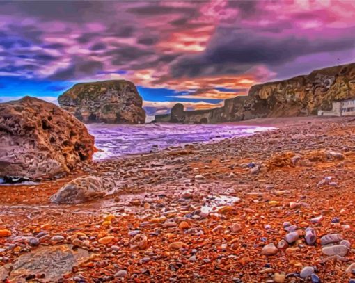 Marsden Beach In South Shields paint by number