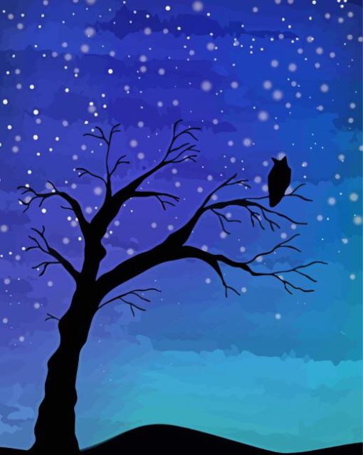 Night Tree Silhouette Paint by number