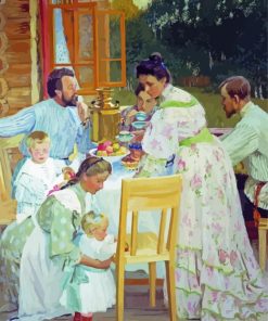 On The Terrace By Boris Kustodiev paint by number