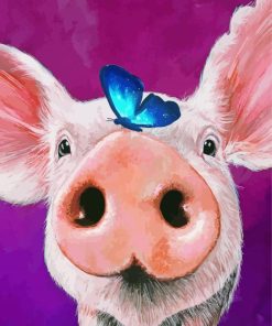 Pig Blue Butterfly paint by number