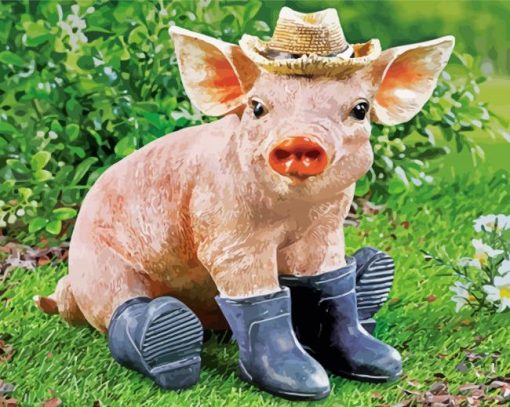 Pig Wearing Boots paint by number