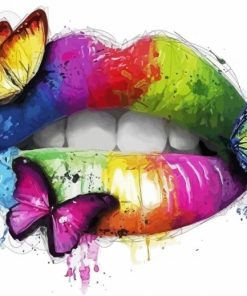 Rainbow Butterfly Lips paint by number