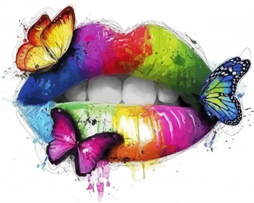 Rainbow Butterfly Lips paint by number