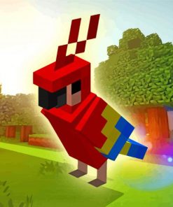 Red Parrot Minecraft paint by number