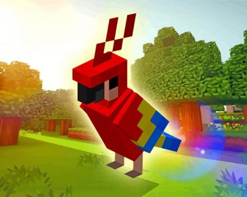 Red Parrot Minecraft paint by number