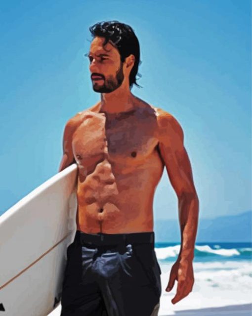 Rodrigo Santoro On Beach paint by number