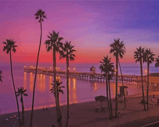 San Clemente Pier Sunset paint by number