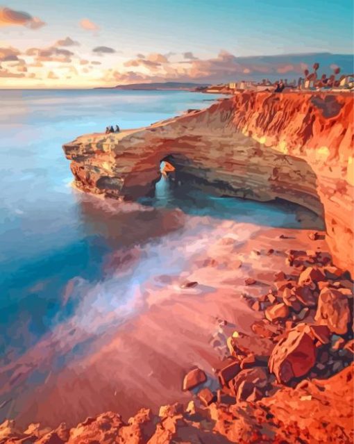 San Diego Sunset Cliffs paint by number