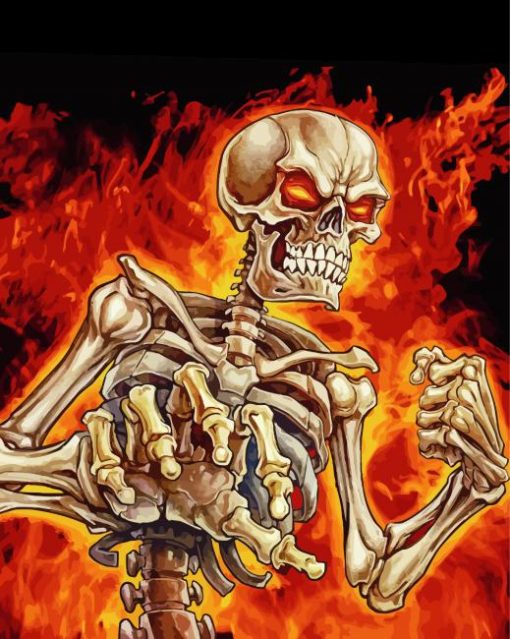 Skeleton On Fire paint by number