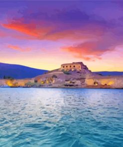 Spinalonga Island In Greece At Sunset paint by number