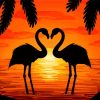 Sunset Heart Birds paint by number