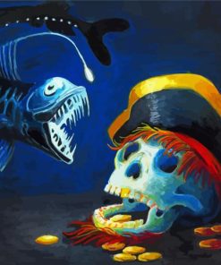 Viperfish With Pirate Skull paint by number