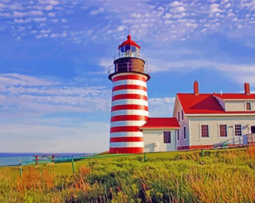 West Quoddy Lighthouse paint by number