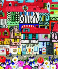 Whimsical Village paint by number