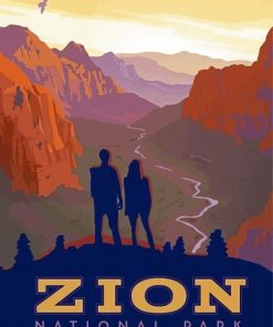 Zion National Park Angels Landing Poster paint by number