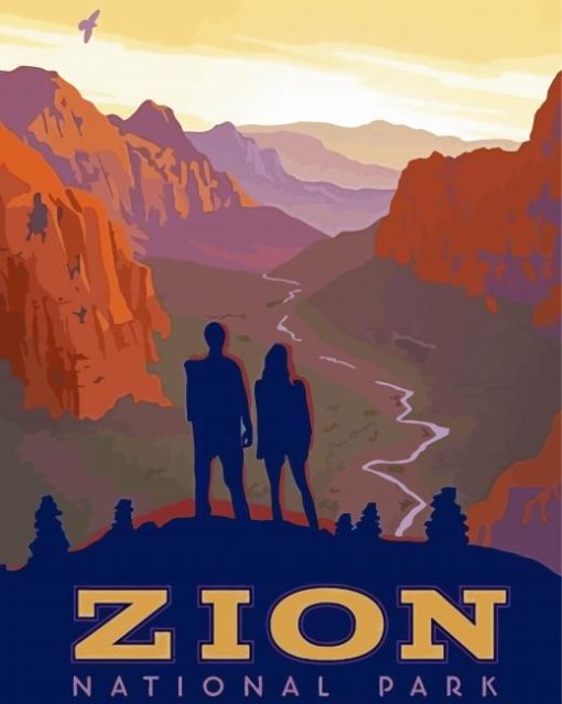 Zion National Park Angels Landing Poster paint by number