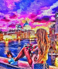 Abstract Girl In Venice paint by number