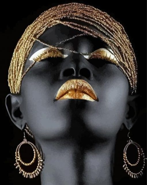 Aesthetic African Woman Black And Gold paint by number