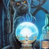 Aesthetic Black Cat With Crystal Ball paint by number