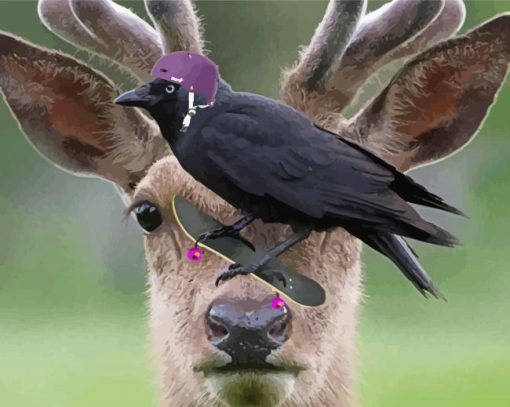 Aesthetic Crow Deer paint by number