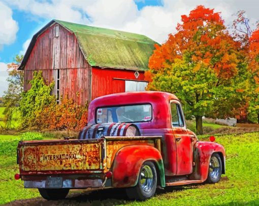 Aesthetic Farm Truck Illustration paint by number