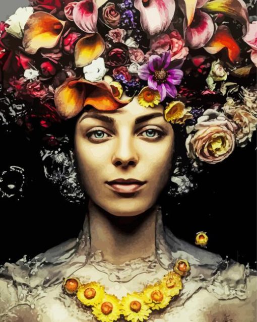 Aesthetic Lady Flower Art paint by number