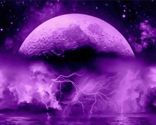 Aesthetic Purple Moon paint by number