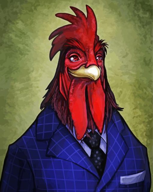 Aesthetic Rooster In A Suit paint by number