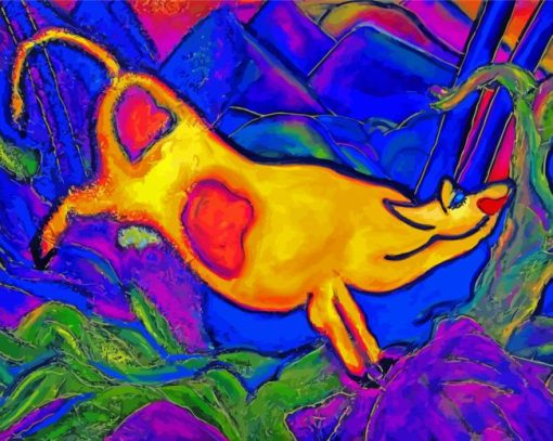 Aesthetic Yellow Cow Art paint by number