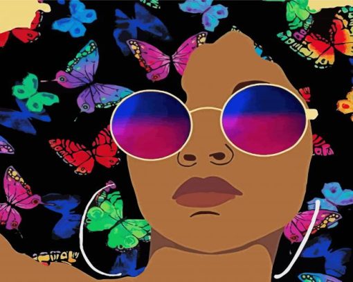 Afro Woman And Butterflies paint by number