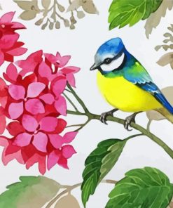 Aesthetic Bird With Hydrangea paint by number