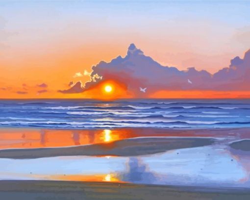 Beautiful Cornish Sunset Art paint by number