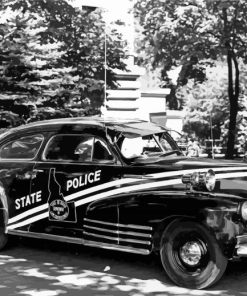 Black And White Classic Police Car paint by number