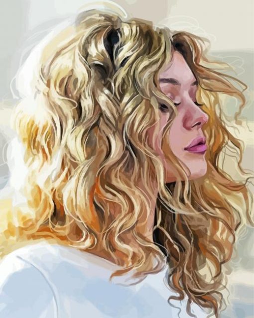 Blonde Girl Curly Hair paint by number