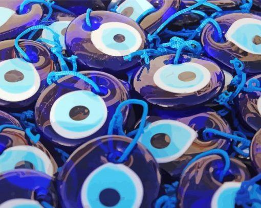 Blue Evil Eye Greek paint by number