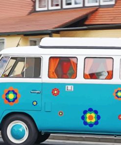 Blue Hippie Bus paint by number