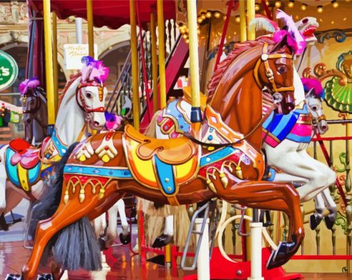 Colorful Merry Go Round Carousel paint by number