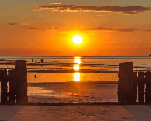 Cromer Beach At Sunset paint by number