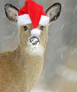 Cute Deer Wearing A Hat paint by number