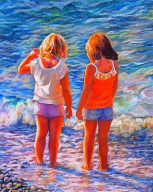 Cute Besties At The Beach paint by number