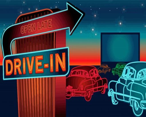 Drive In Movie Day paint by number