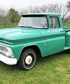 Green Chevy Stepside paint by number