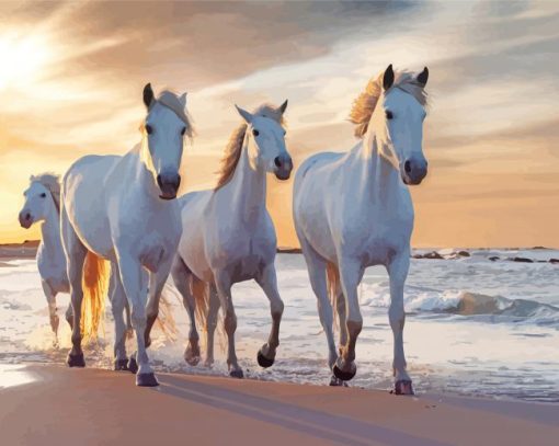 Horse Beach Illustration paint by number