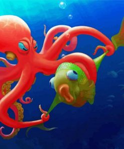 Mad Red Octopus paint by number