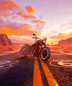 Motorcycle In Route 66 paint by number