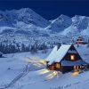 Mountain Hut In Snow paint by number