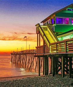 Nags Head Pier At Sunset paint by number