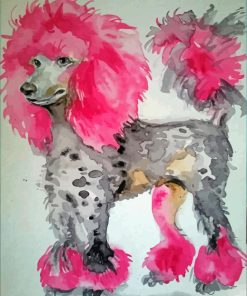 Pink Poodle Dog paint by number