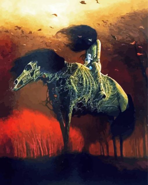 Skull Woman And Horse By Beksinski paint by number